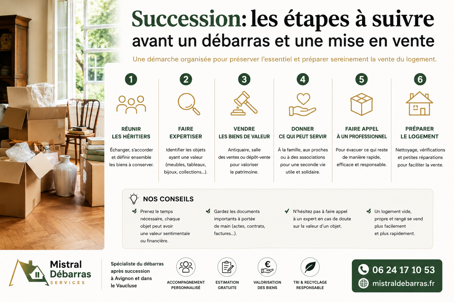 Succession : les étapes à suivre avant un débarras et une mise en vente