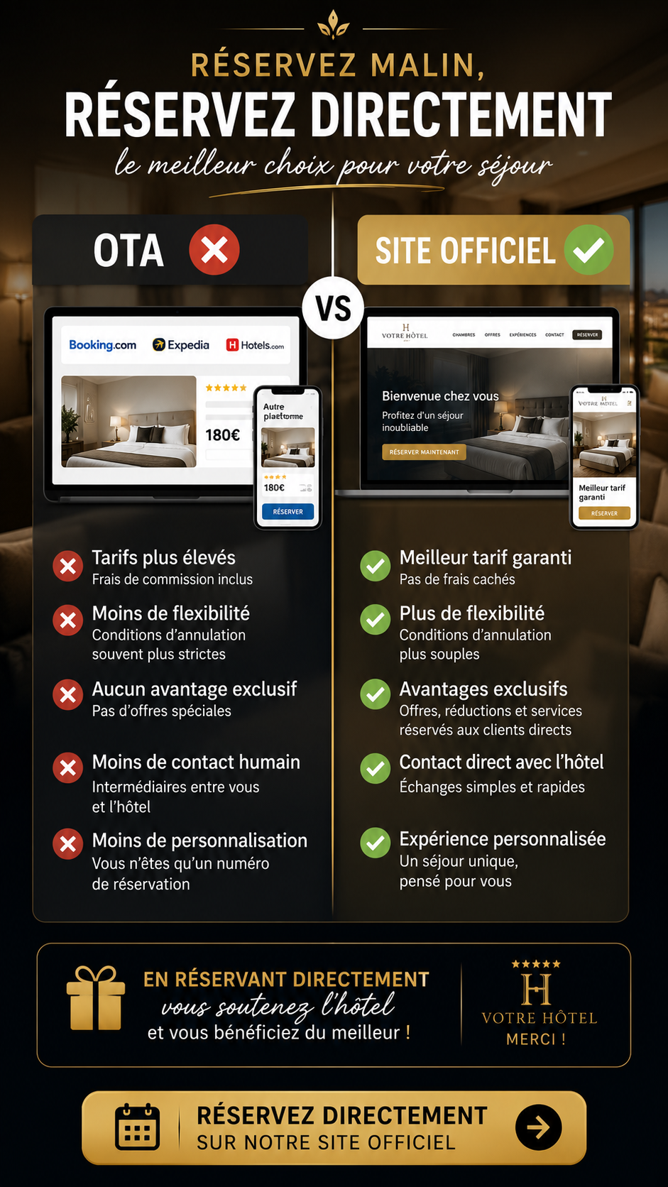 POST 7 - Comparatif OTA vs Réservation Directe