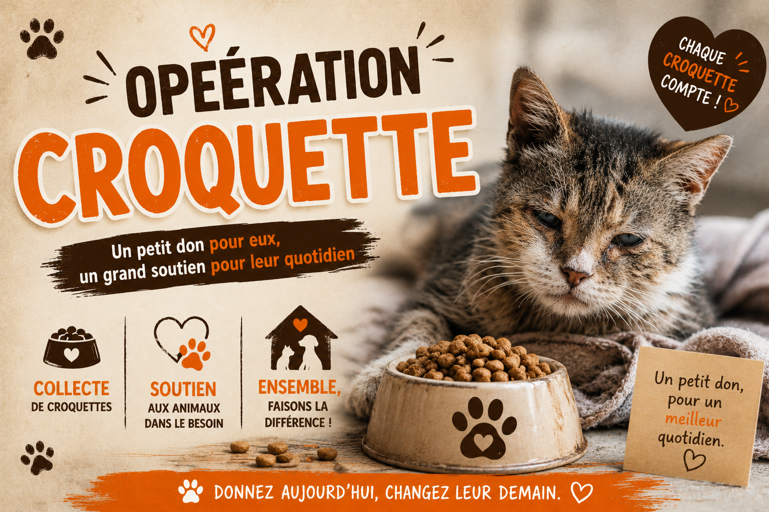 🐾 Opération Croquettes – Samedi 20 juin 2026 à Carrefour Château-Thierry 🐾