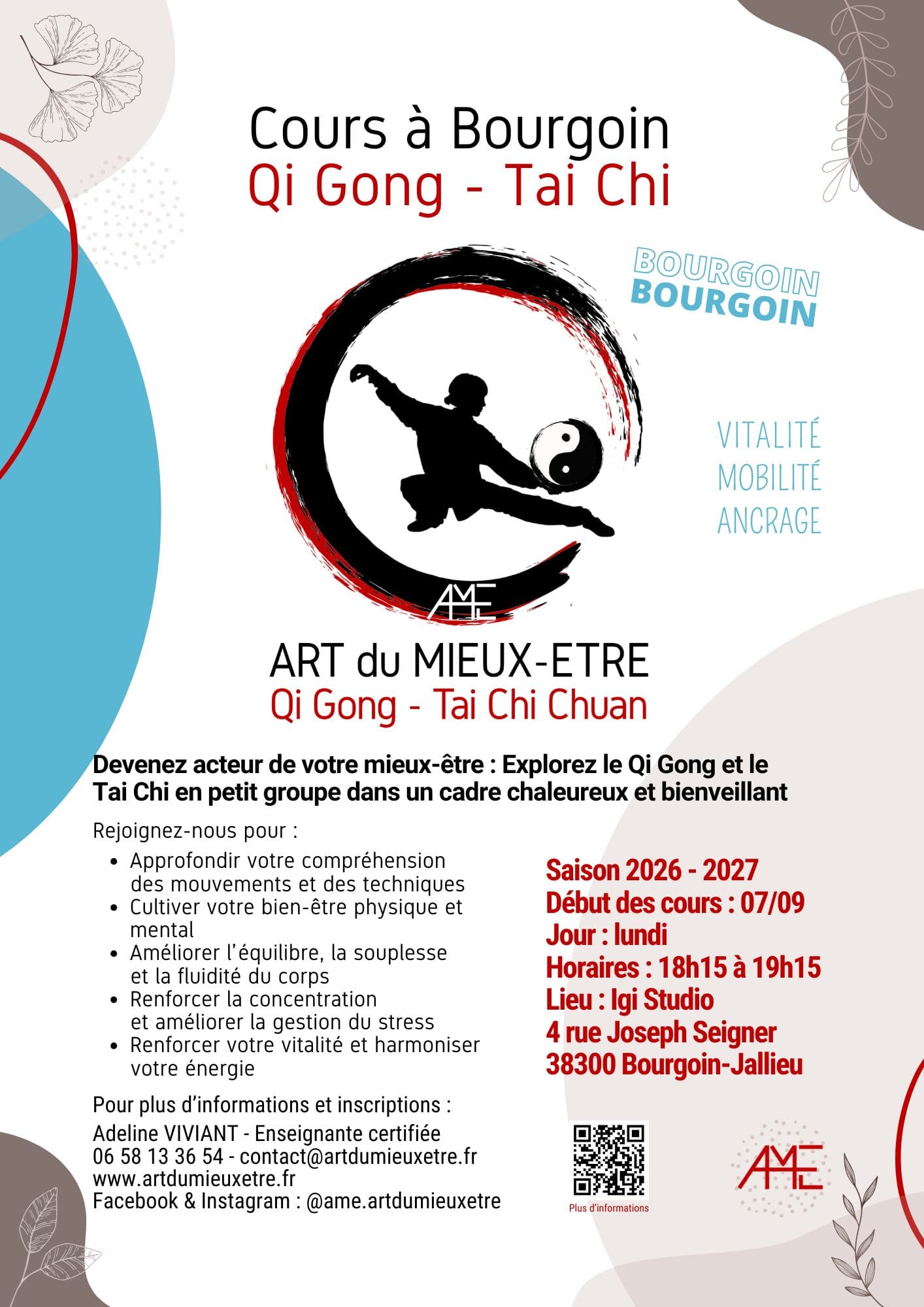 Cours qi gong tai chi bourgoin artdumieuxetre affiche 2026 2027 jpg