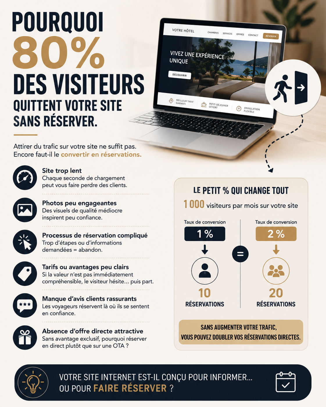 Pourquoi 80 % des visiteurs quittent votre site sans réserver ?