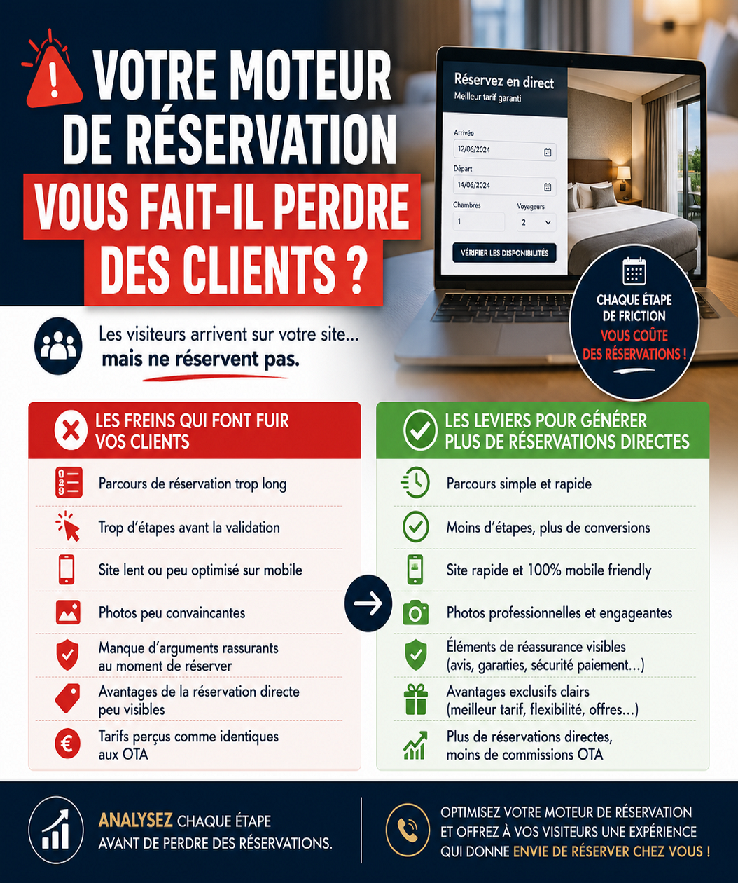 Pourquoi votre moteur de réservation convertit à 2% alors que votre trafic explose ?