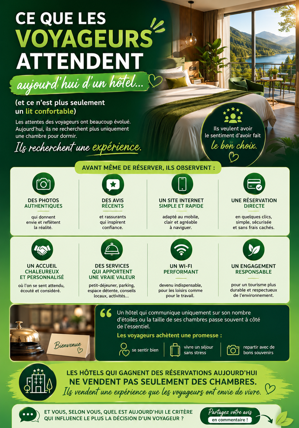 Ce que les voyageurs attendent aujourd'hui d'un hôtel…