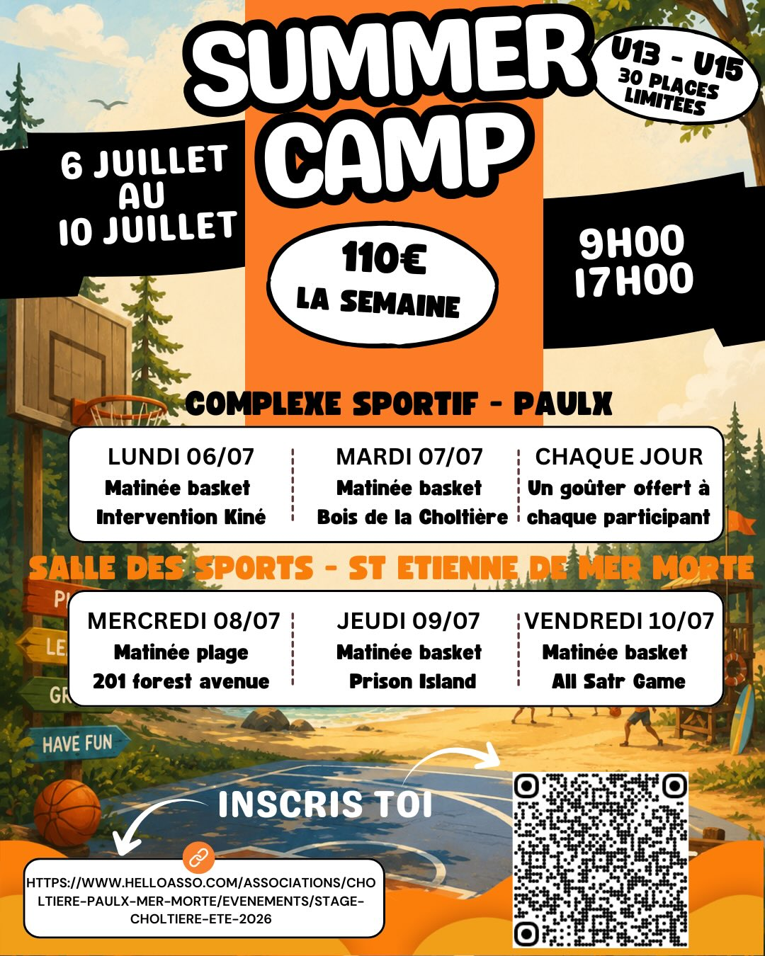 Stage d ete du 5 au 17 juillet u15 u13 paulx 5 au 7 juillet st etienne de mer morte