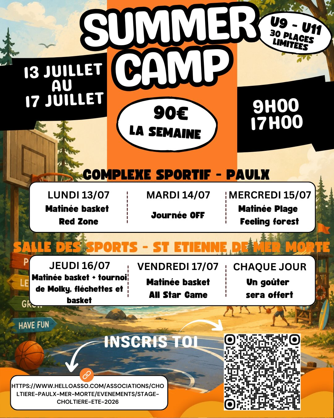 Stage d ete du 5 au 17 juillet u15 u13 paulx 5 au 7 juillet st etienne de mer morte 1 