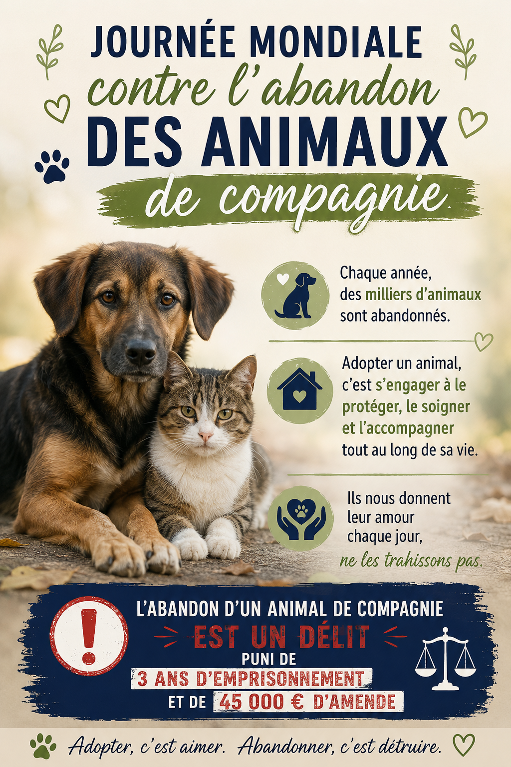 27 juin - Journée mondiale contre l’abandon des animaux de compagnie.