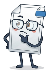 Milo est un petit document PDF blanc et bleu avec une expression curieuse et réfléchie. Il se pose une question sur l'accessibilité des documents et invite les lecteurs à réfléchir avec lui.
