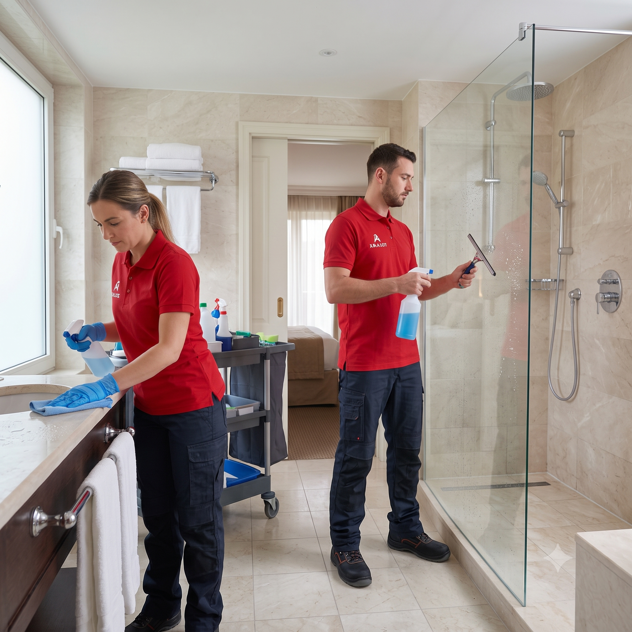 Nettoyage sanitaires et salle de bains d'hôtel en Moselle par Axalot : détartrage, désinfection des douches et brillance inox. Une hygiène irréprochable pour rassurer vos clients.