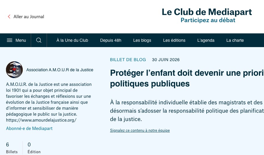 Protéger l'enfant doit devenir une priorité absolue des politiques publiques