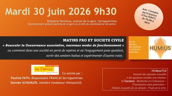 30 juin 2026 : Matins Pro et Société Civile 
