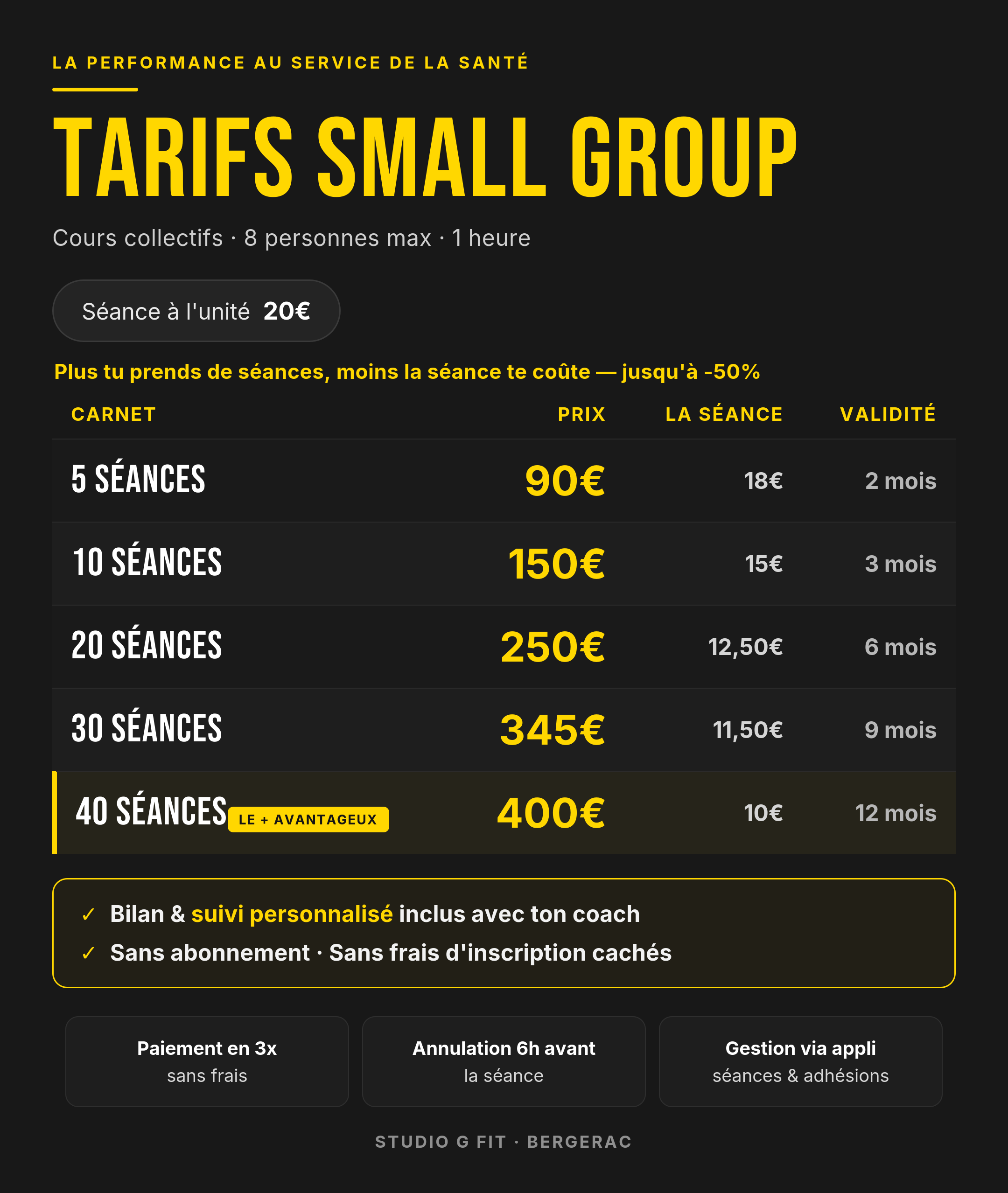 Tarifs Small Group WEB 2x