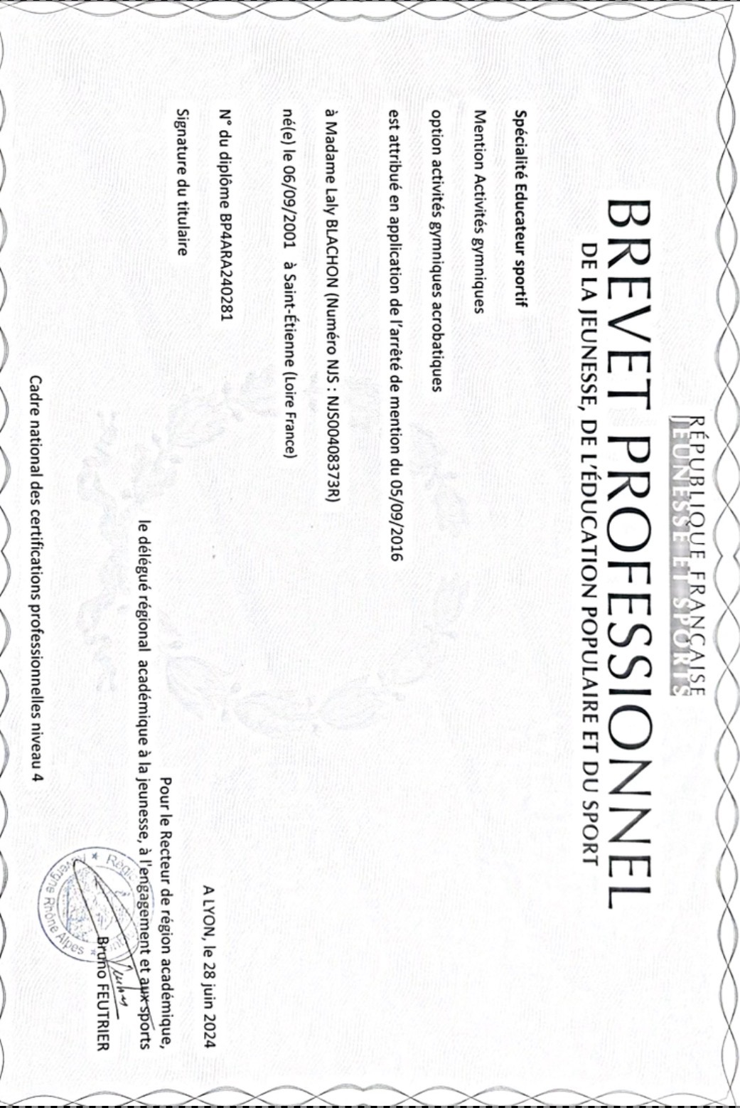 Diplome Laly Blachon