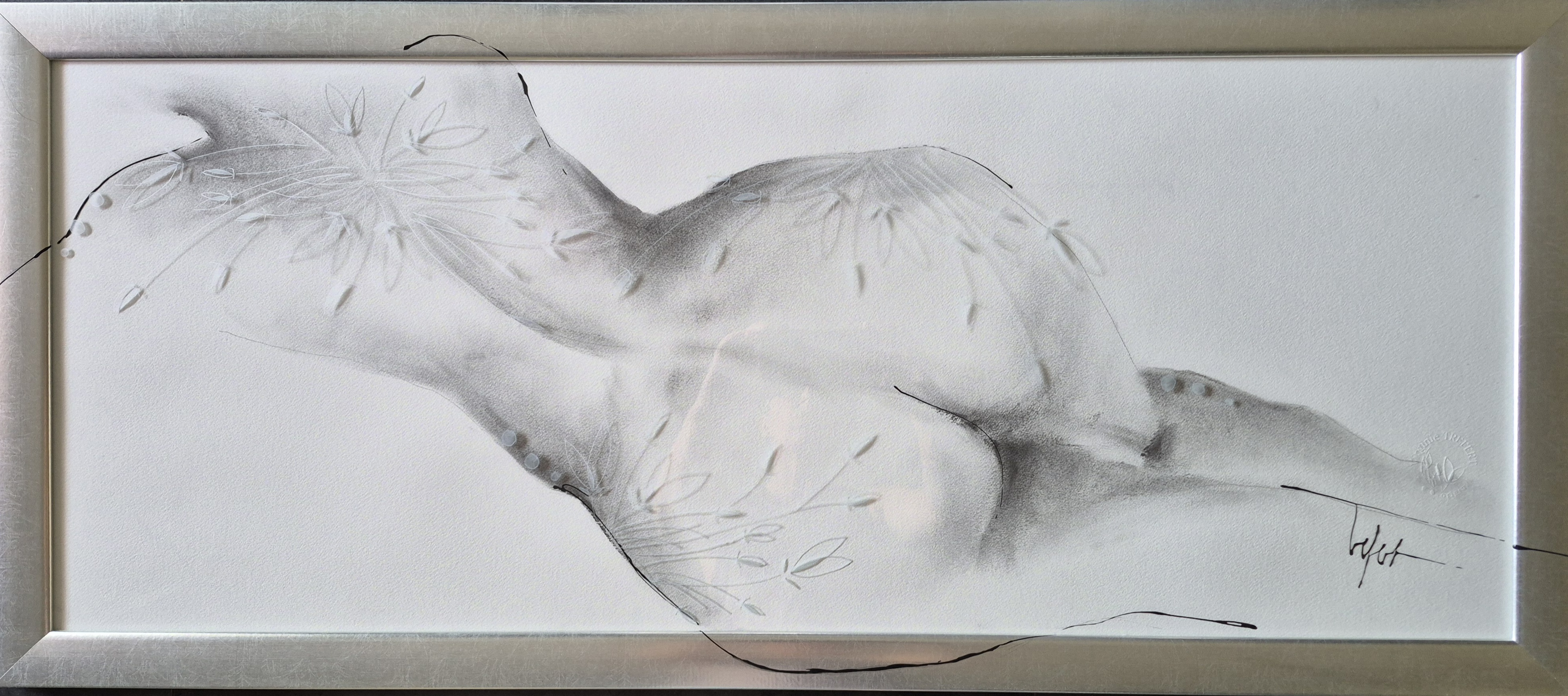 2026 angel fusain et gravure sur verre 47x107