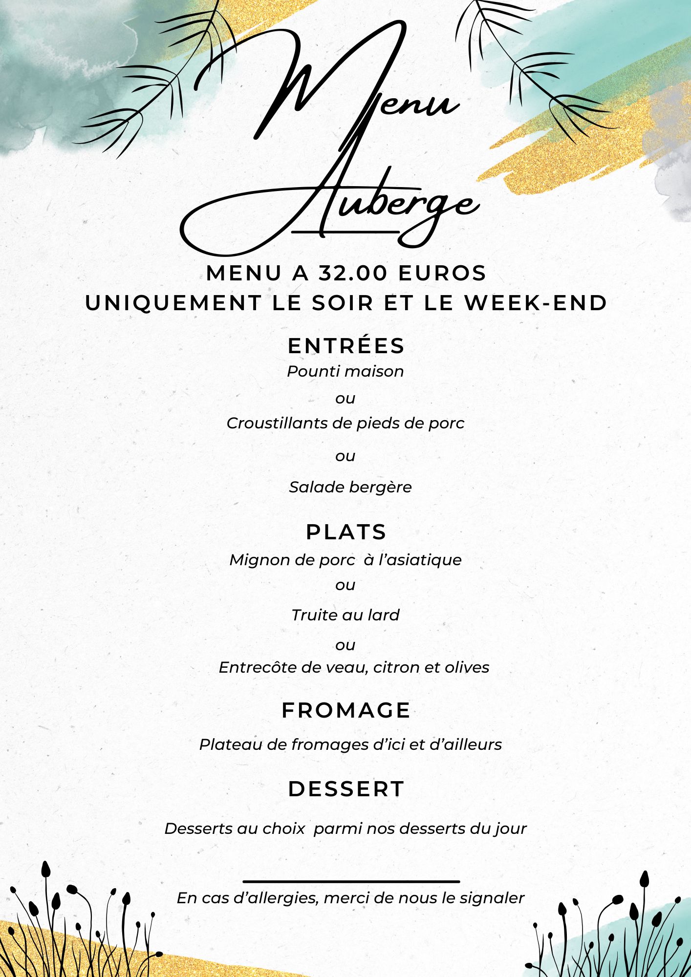 Menu-Mariage-Elegant-Floral-Aquarelle-Vert-Noir-Dore-4-