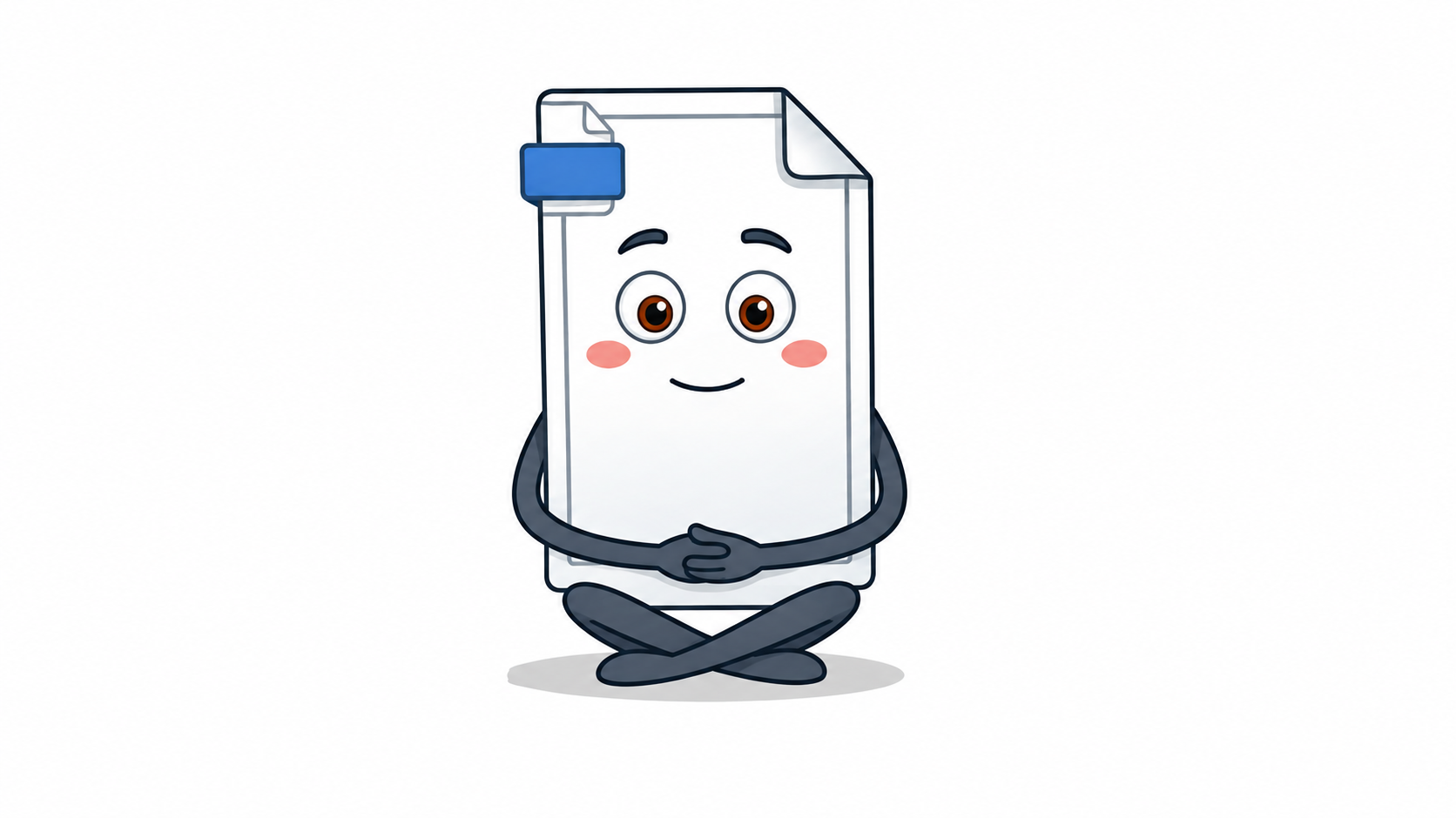 Milo est un petit document PDF blanc et bleu avec une expression calme et rassurante. Il regarde le lecteur avec un léger sourire pour inspirer confiance et sérénité.