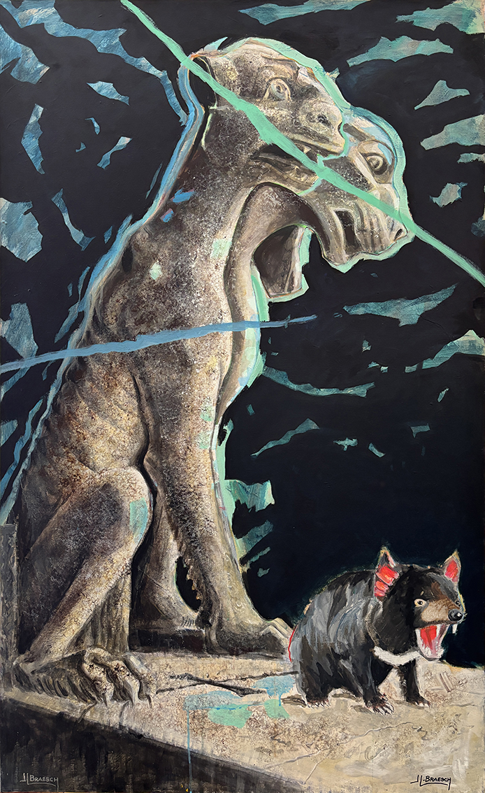 CERBÈRE
Acrylique sur toile 146 x 89 cm