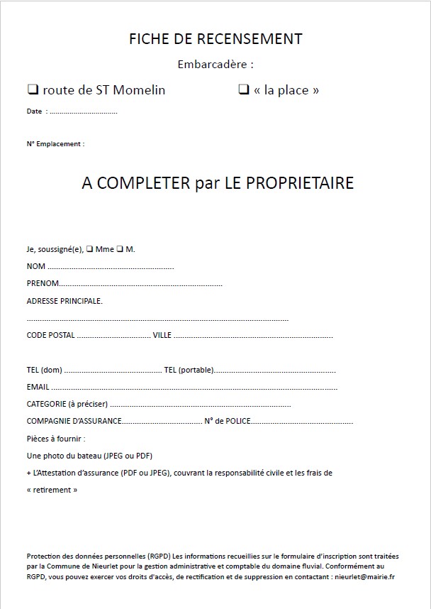 Recensement embarcadere