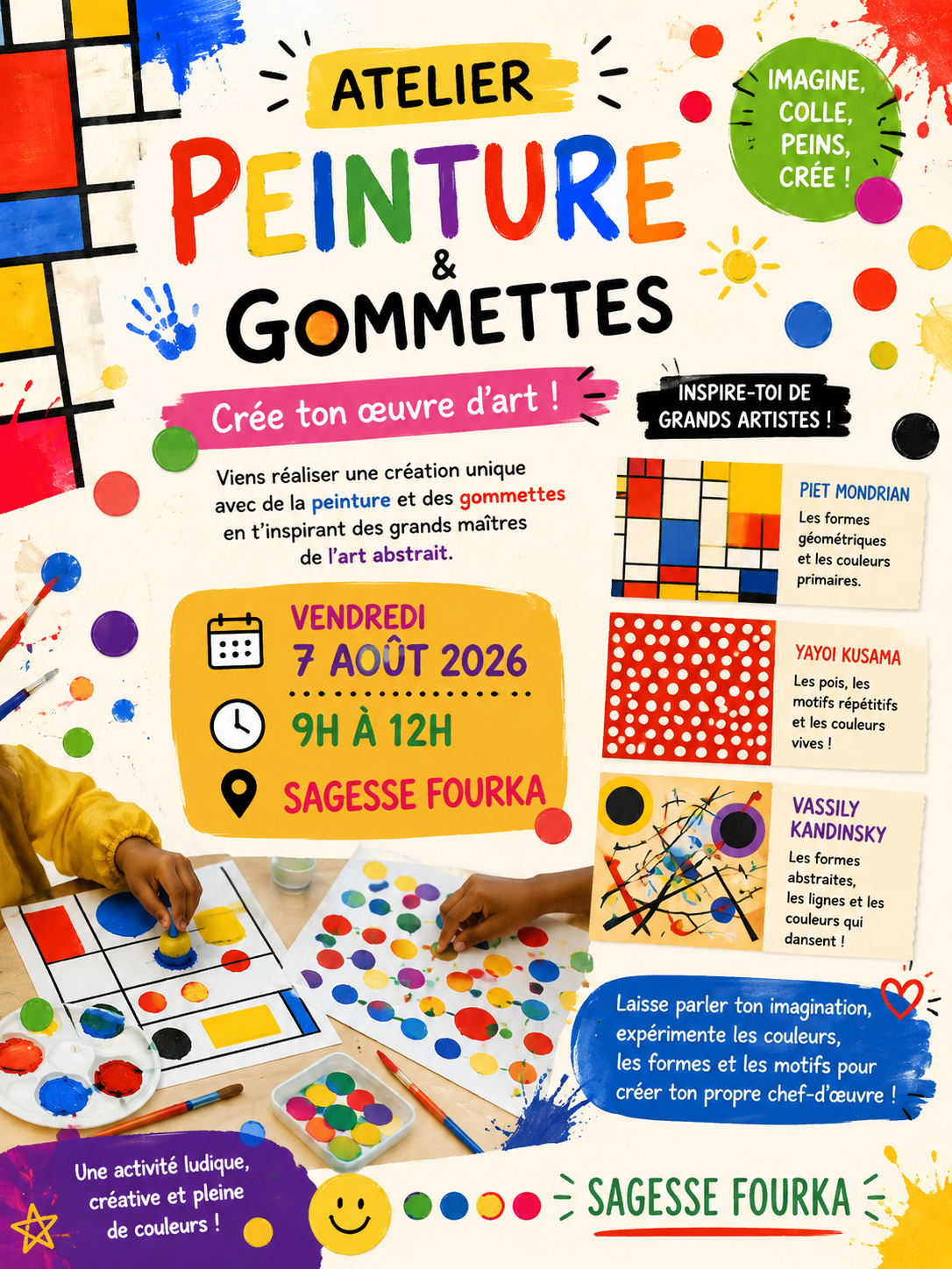 Affiche peinture et gommettes 