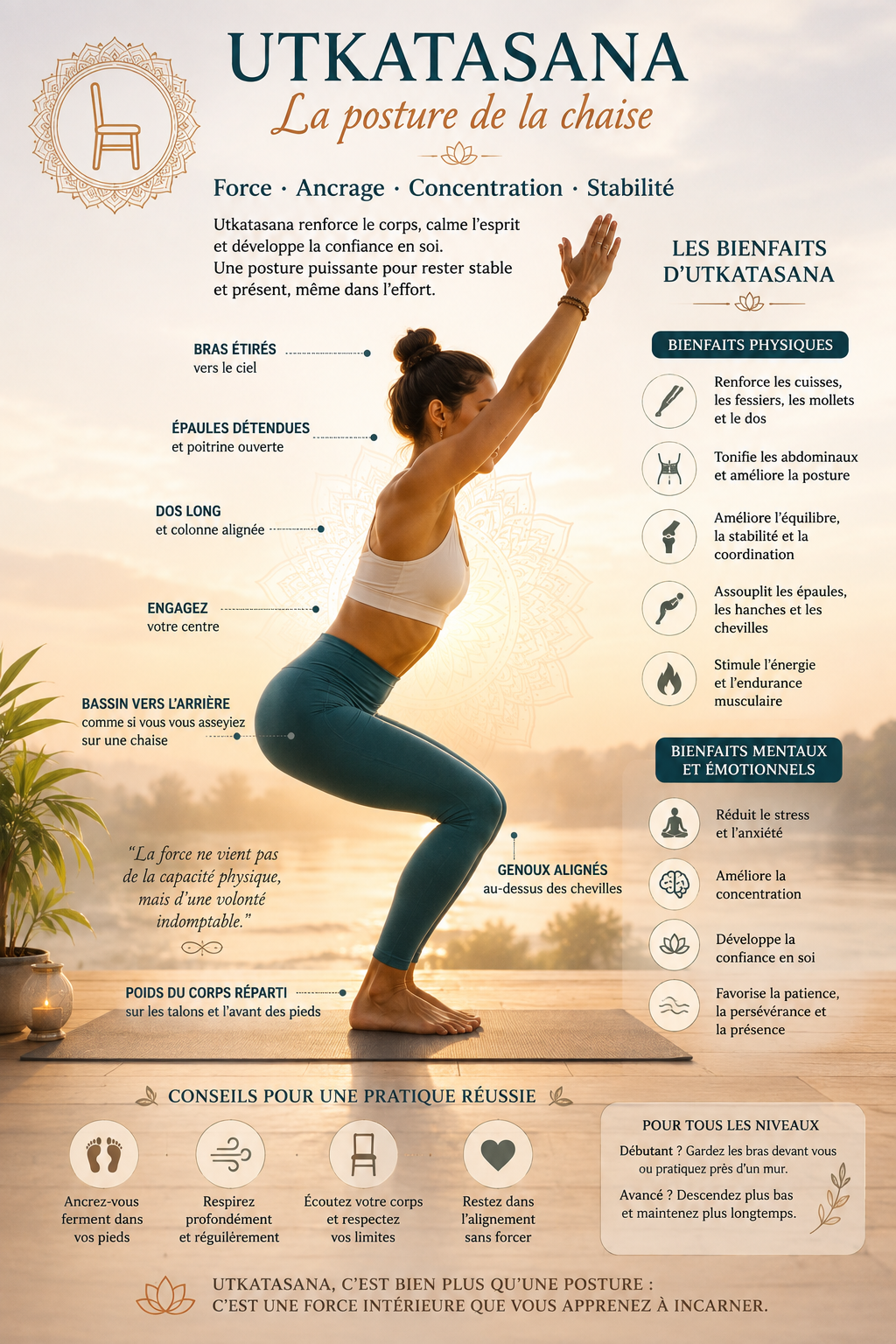 Utkatasana, la posture de la chaise 