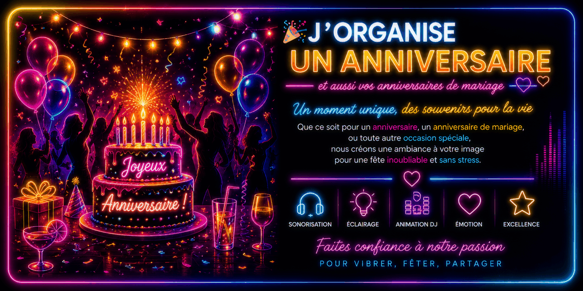 Bandeau anniversaire neon anime