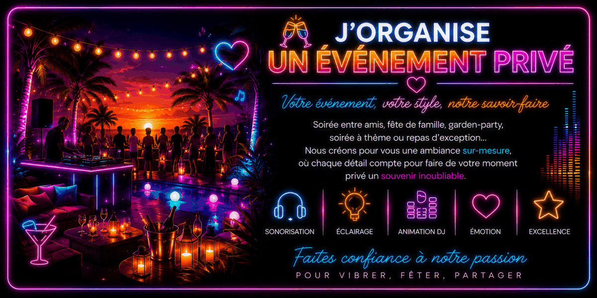 Bandeau evenement prive neon anime