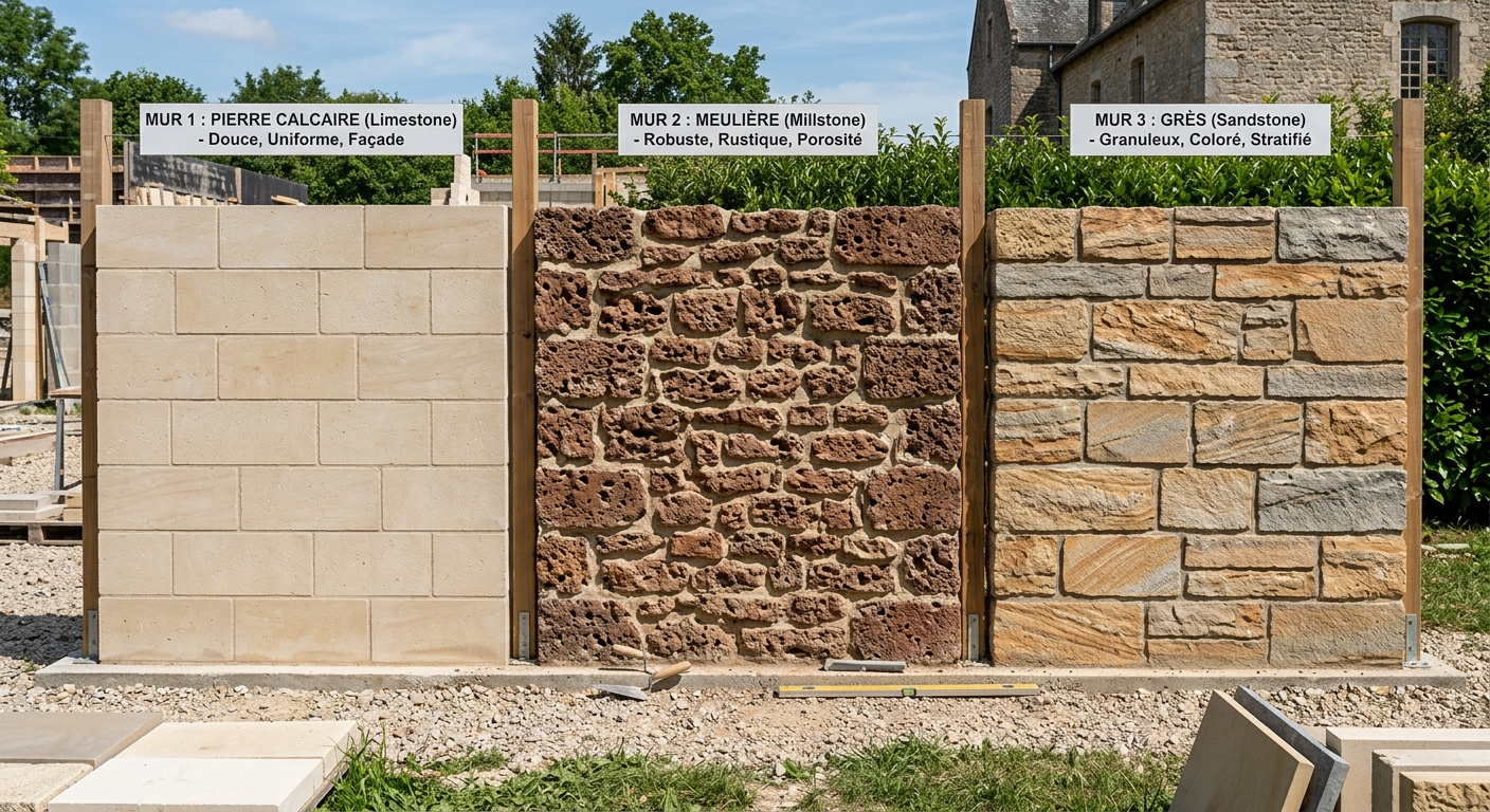 Pierre calcaire, meulière ou grès : quelles différences pour la construction d'un mur ?
