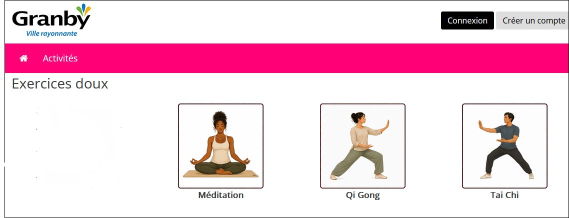 GRANBY AUTOMNE 2026 - EXERCICES DOUX : TAI CHI, QI GONG, MÉDITATION