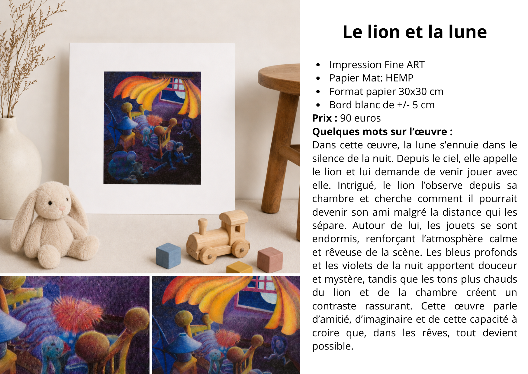 Lion sur la colline impression fine art papier mat hemp format papier 40x50 cm blanc de 5 cm 10 