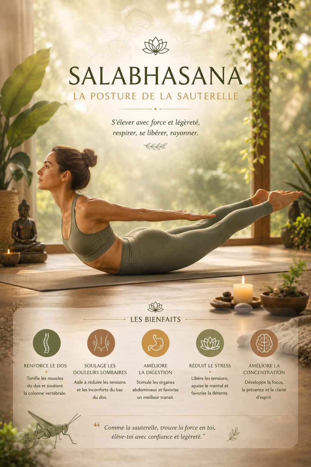 Salabhasana, la posture de la sauterelle 