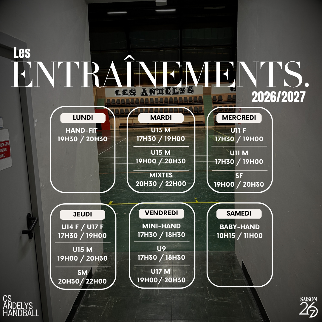 Les entraînements - 2026/2027