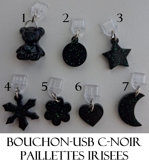 Bouchon usb c noir paill i