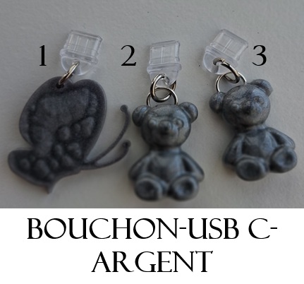 Bouchon usb c argent