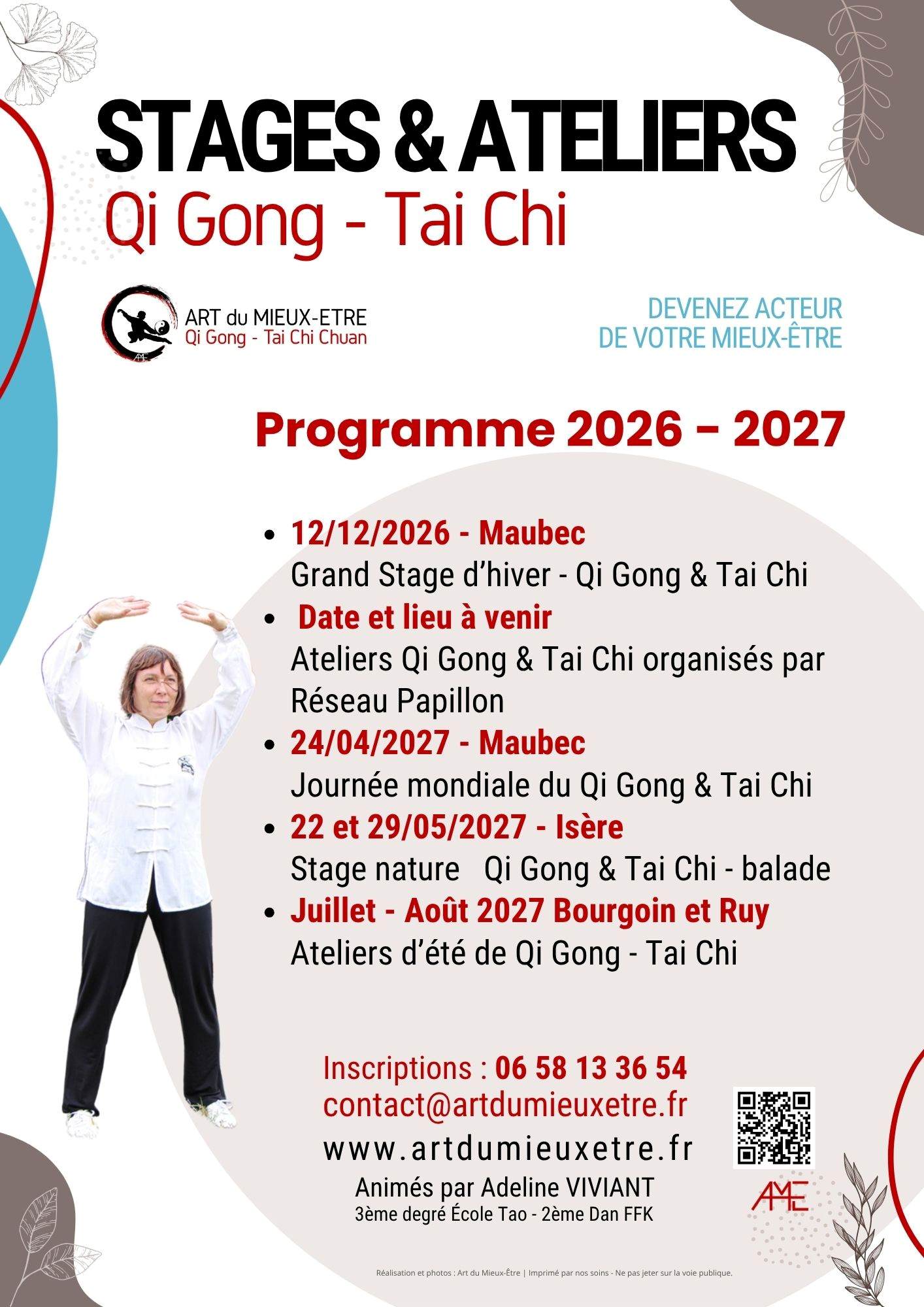 Qi gong tai chi stages 2026 2027 bourgoin maubec ruy isere art du mieux etre adeline viviant
