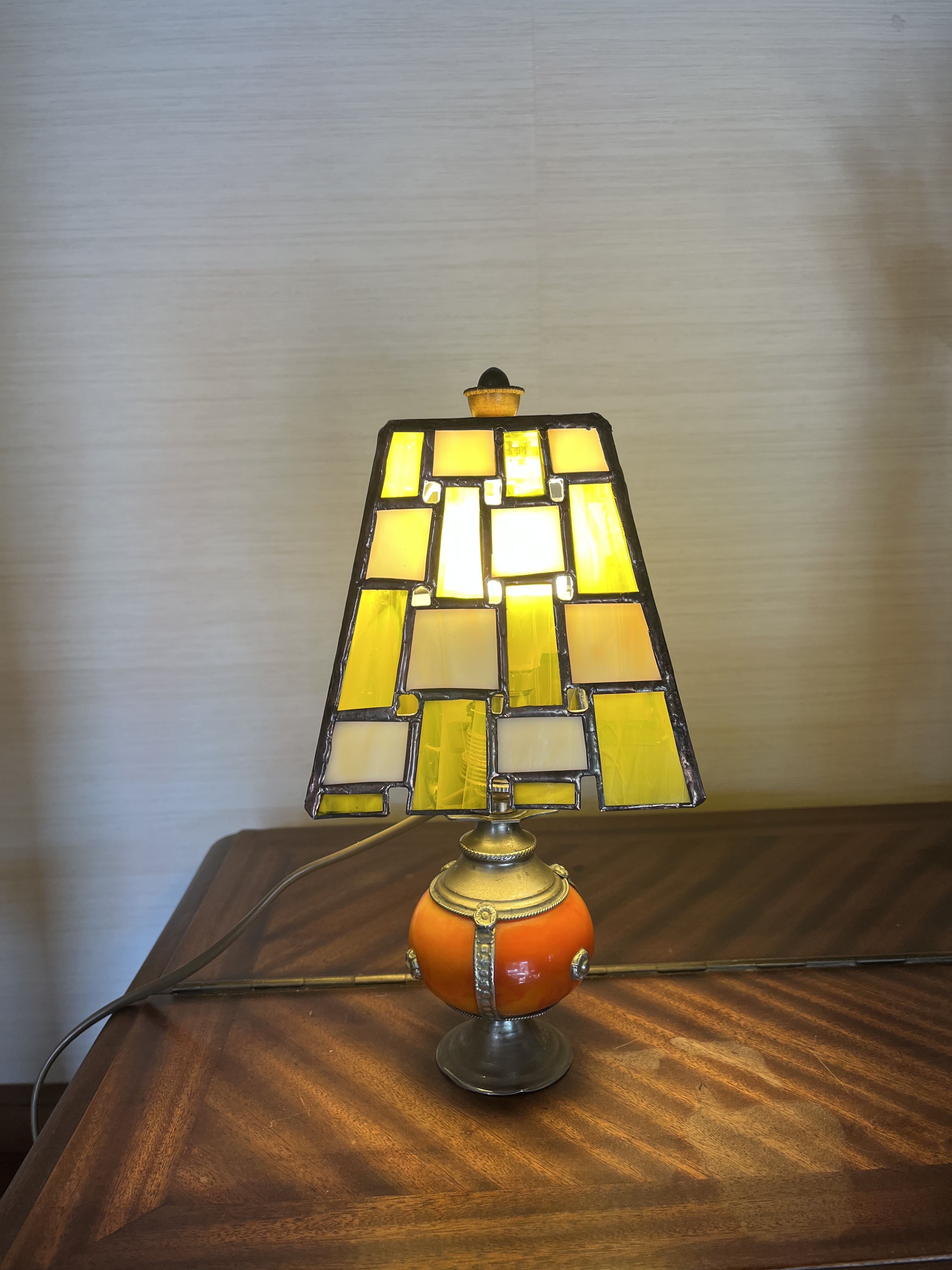 85 lampe pied orange la dame de verre montelimar france