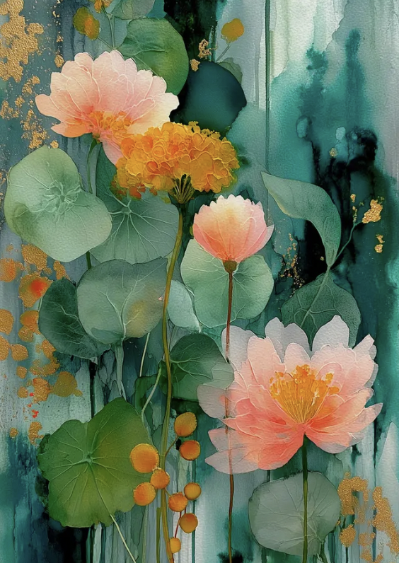 Fleurs-turquoises-rose-