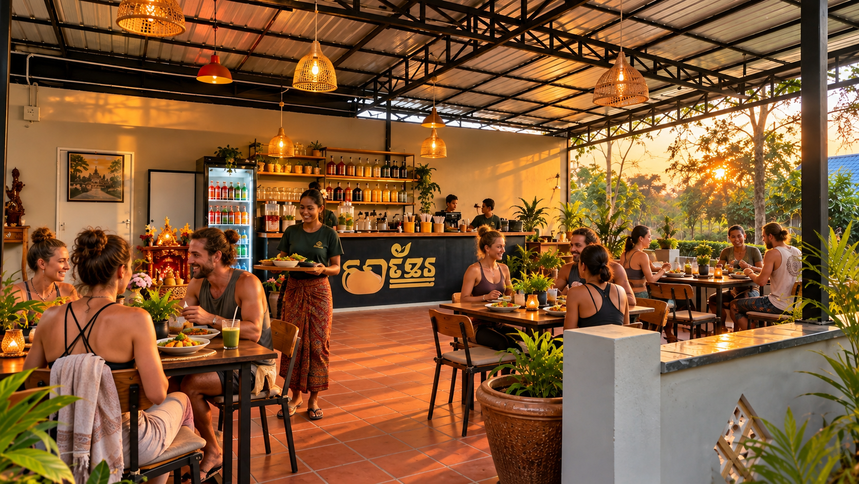 Cafe-bien-etre-khmer-au-coucher-du-soleil