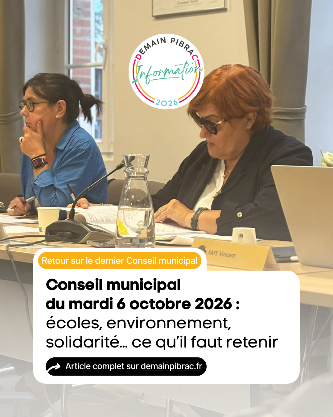 Retour sur le conseil municipal du 06 octobre 2026