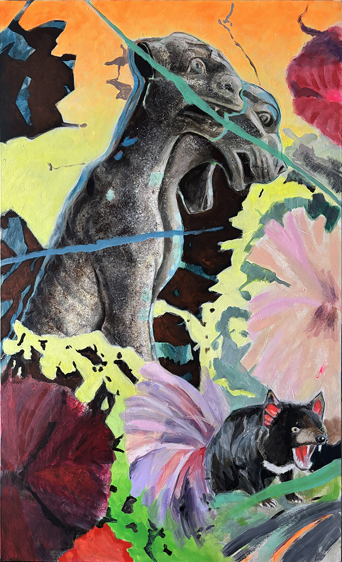 CERBÈRE
Acrylique sur toile 146 x 89 cm