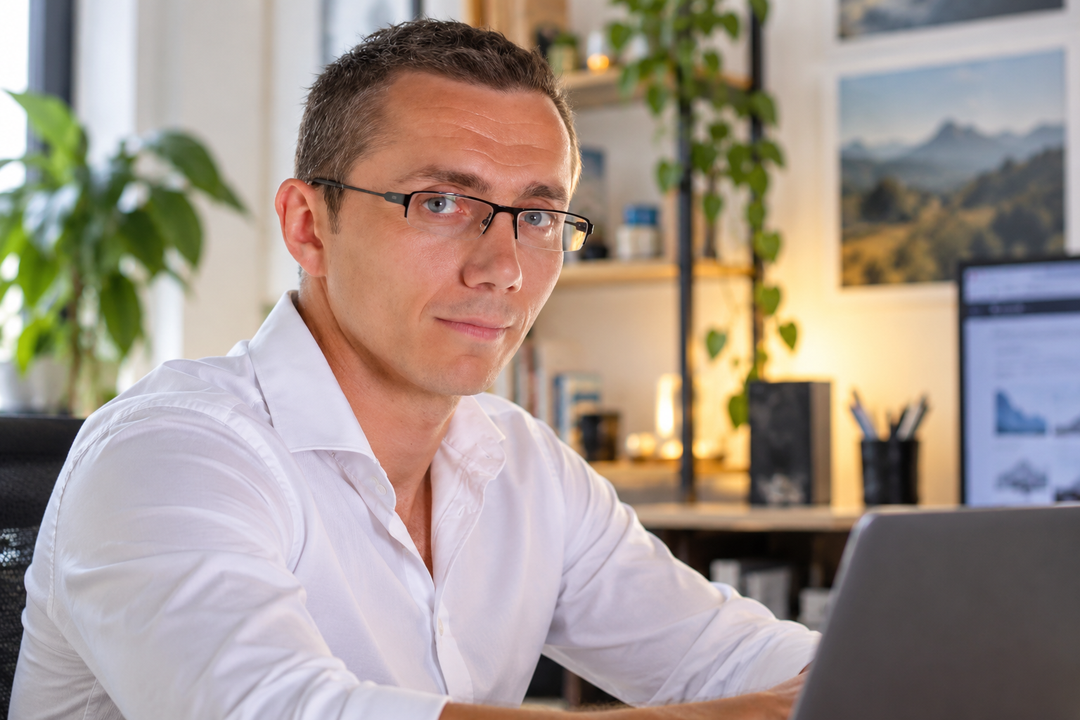Portrait-professionnel-dans-un-bureau-vegetalise