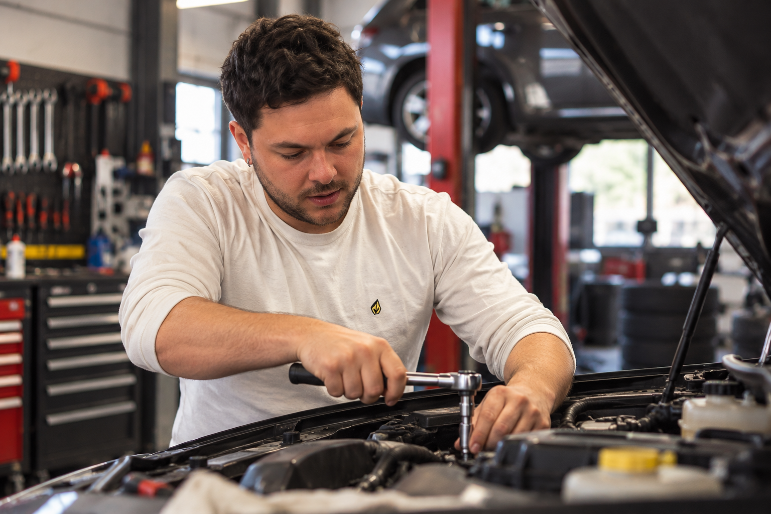 Mecanicien-concentre-sur-un-moteur