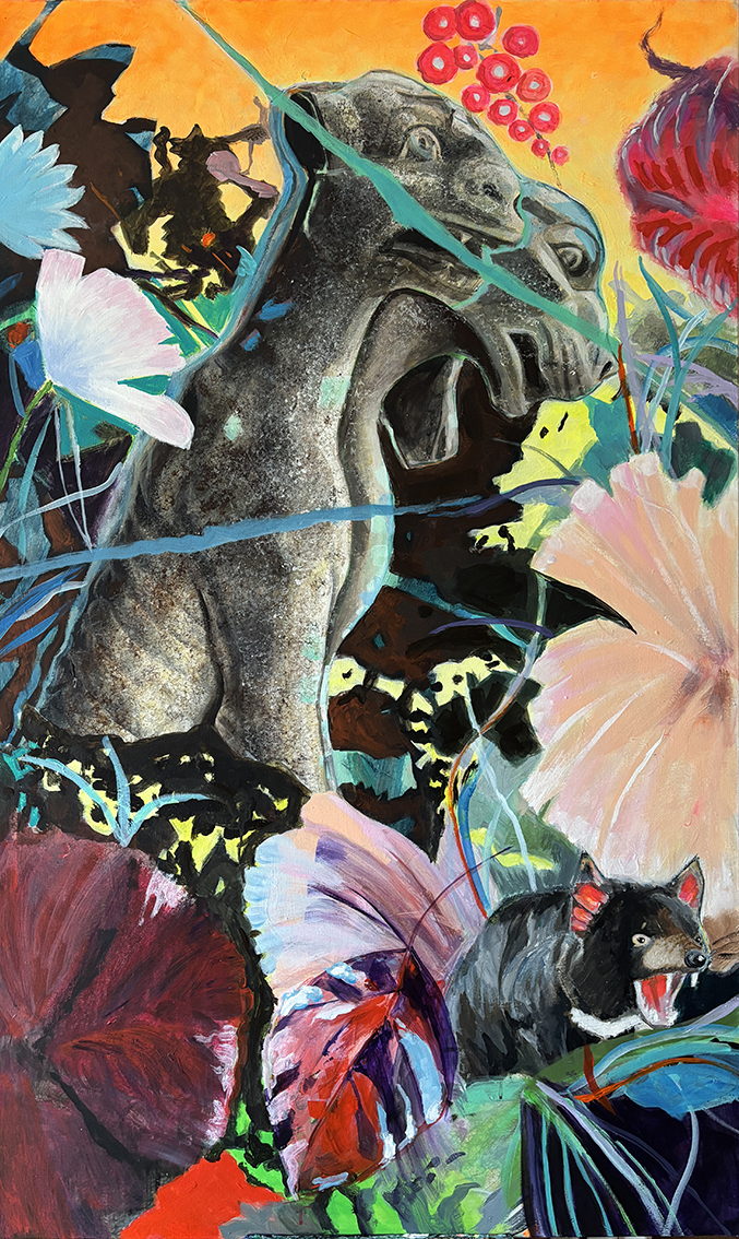 CERBÈRE
Acrylique sur toile 146 x 89 cm