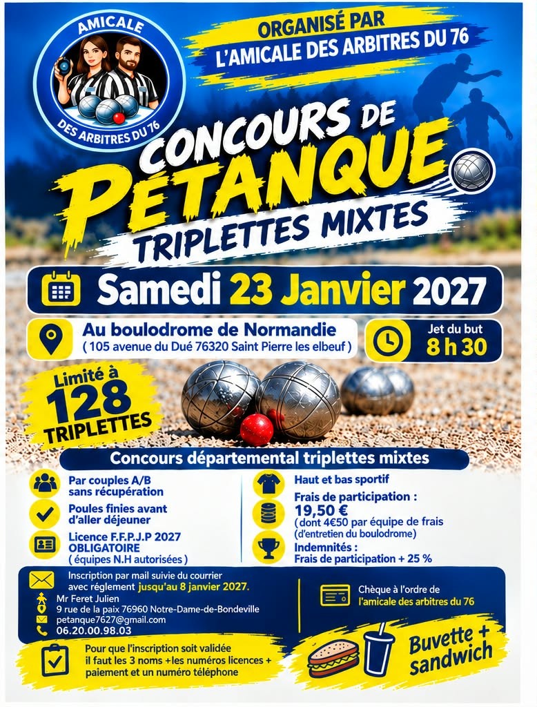 Affiche amicale des arbitres samedi 23 01 2027 conv 0