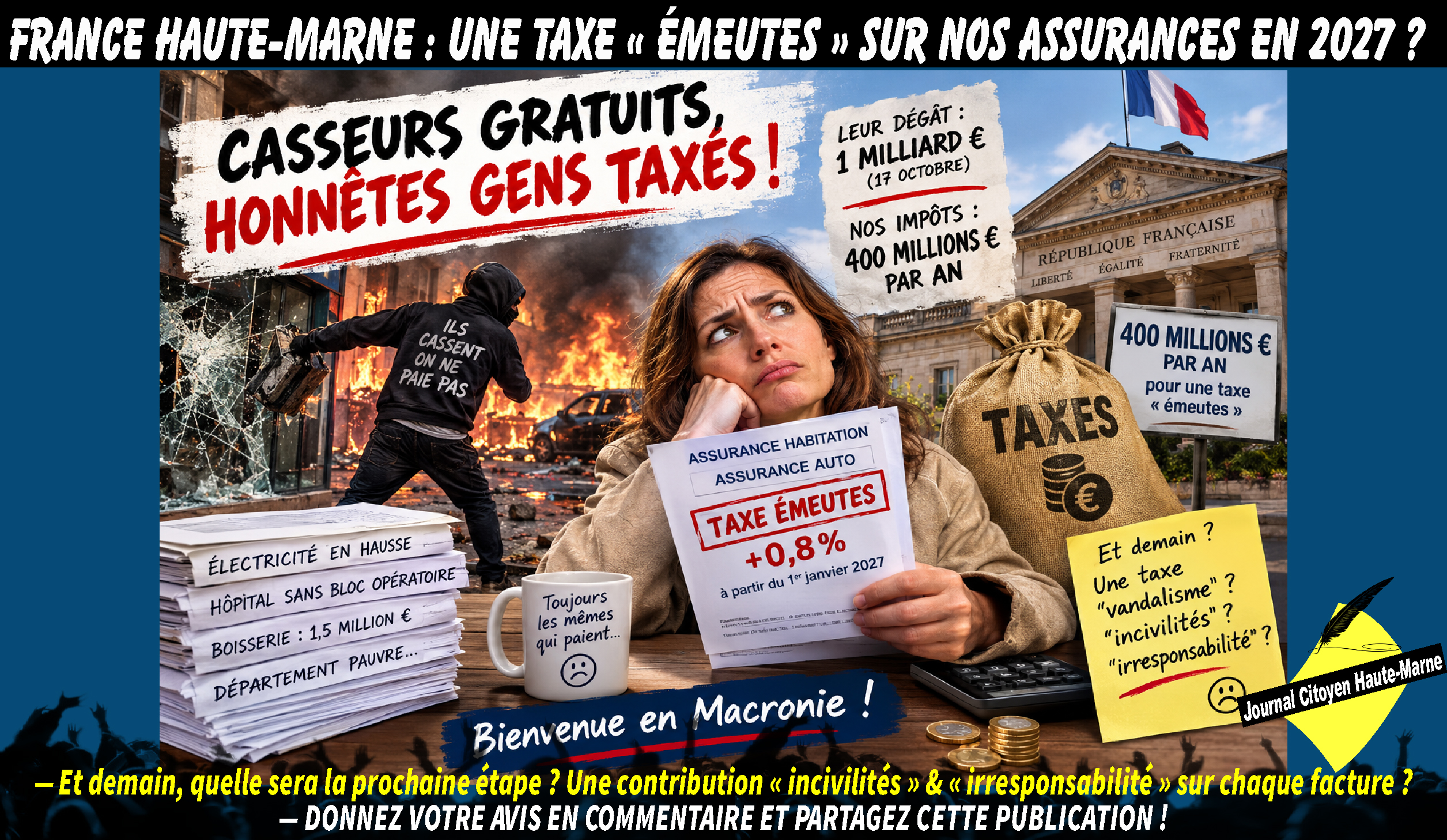 Une taxe « émeutes » sur vos assurances en janvier 2027 ?