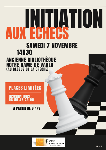Rdv le 7 novembre pour une initiation aux échecs