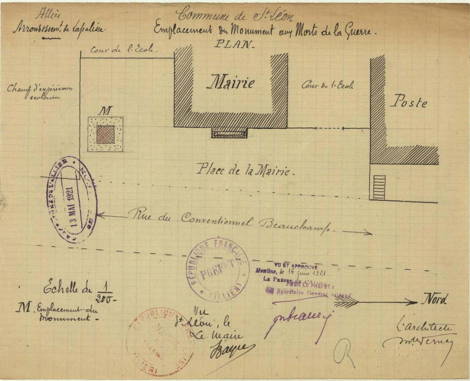 Plan de la place du monument