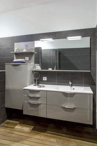 Salle de bains pyram futura medium vernis brillant gris taupe metallise