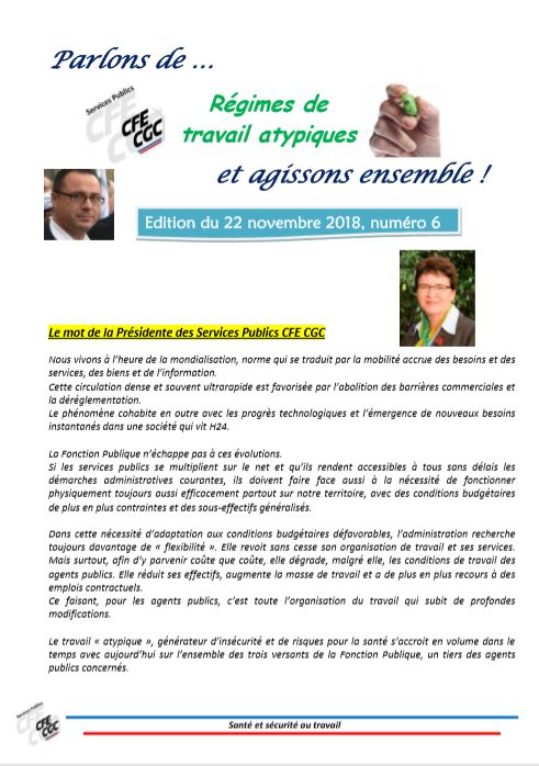 Revues SST des services publics CFE-CGC - travail atypique - 6ème édition