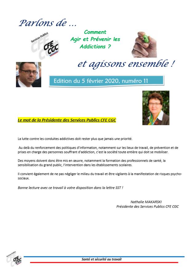 revue numéro 11 -SST services publics CFE CGC - Les addictions