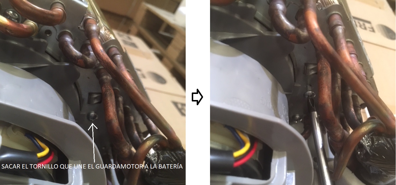 5 - SACAR TORNILLO QUE UNE GUARDAMOTOR CON BATERÍA