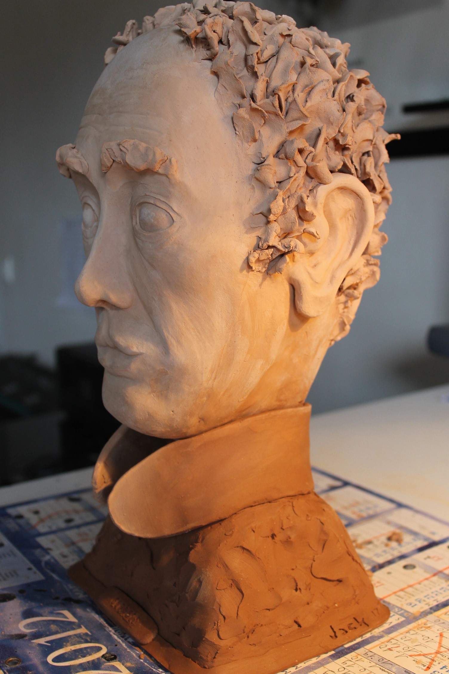 Georges profil buste argile cuite et vernissee 17x33 2018 2